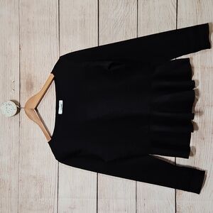 NWT Jason Wu Black Long Sleeve Peplum Blouse Top Medium